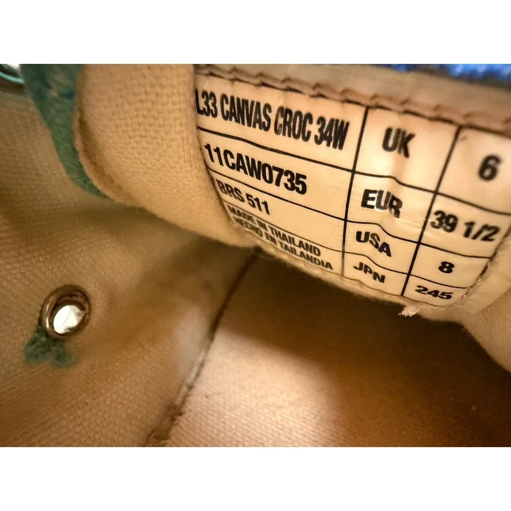 Lacoste Canvas Croc 34W Teal Blue Low Top Sneakers Womens 8 11CAW0735‎